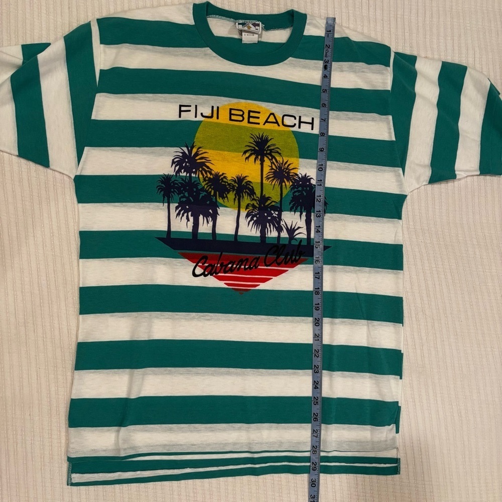 VIntage 70's 80's New Connections Fiji Beach Bold Strip T-shirt Size Medium - Picture 12 of 12